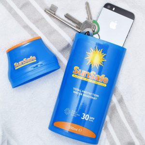 Hét perfecte Cadeau -  Zonnebrandcrèmefles Voor Spullen – Sunsafe Blauw