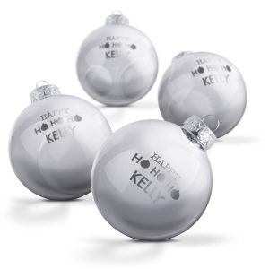 Hét perfecte Cadeau -  Glazen kerstbal met naam – Zilver (4 stuks)