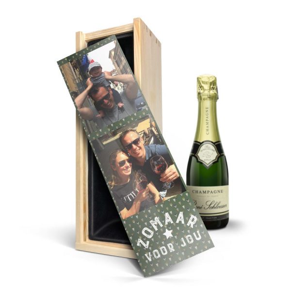 Hét perfecte Cadeau -  Champagne in bedrukte kist – René Schloesser (375ml)