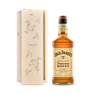 Hét perfecte Cadeau -  Whiskey in gegraveerde kist – Jack Daniels Honey Bourbon