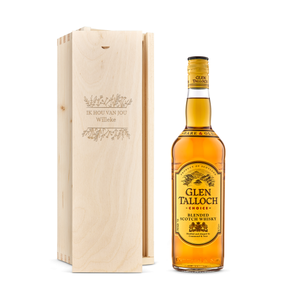 Hét perfecte Cadeau -  Whisky in gegraveerde kist – Glen Talloch