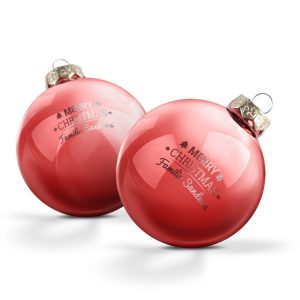 Hét perfecte Cadeau -  Glazen kerstbal met naam – Rood (2 stuks)