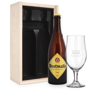 Hét perfecte Cadeau -  Bierpakket met gegraveerd glas – Westmalle Tripel
