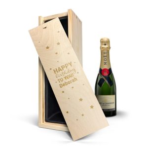 Hét perfecte Cadeau -  Champagne in gegraveerde kist – Moët & Chandon (375ml)