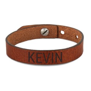 Hét perfecte Cadeau -  Leren armband voor heren graveren – Bruin