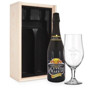 Hét perfecte Cadeau -  Bierpakket met gegraveerd glas – Kasteel Cuvée du Chateau