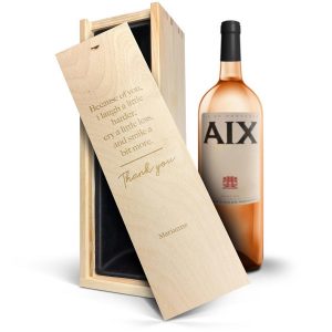 Hét perfecte Cadeau -  Wijn in gegraveerde kist – AIX rosé (Magnum)