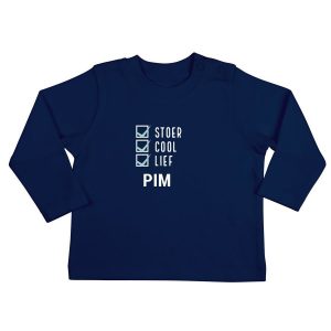 Hét perfecte Cadeau -  Baby shirt bedrukken – Lange mouw – Navy – 50/56