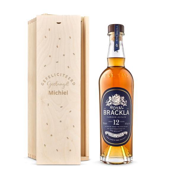 Hét perfecte Cadeau -  Whisky in gegraveerde kist – Royal Brackla 12y