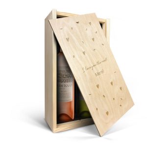Hét perfecte Cadeau -  Wijnpakket in gegraveerde kist – Oude Kaap – Wit en rosé