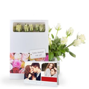 Hét perfecte Cadeau -  Brievenbusbloemen met persoonlijke kaart – Witte rozen