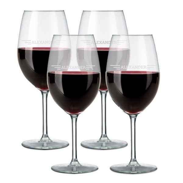 Hét perfecte Cadeau -  Rood wijnglas graveren – 4 stuks