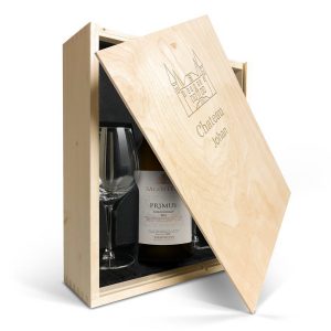 Hét perfecte Cadeau -  Wijnpakket met glas – Salentein Primus Chardonnay (Gegraveerde deksel)