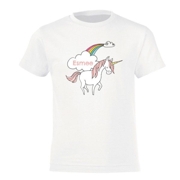 Hét perfecte Cadeau -  Unicorn T-shirt voor kinderen bedrukken – Wit – 10 jaar