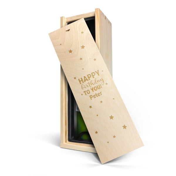 Hét perfecte Cadeau -  Wijn in gegraveerde kist – Belvy – Wit