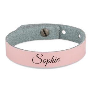 Hét perfecte Cadeau -  Leren armband voor meisjes graveren – Roze