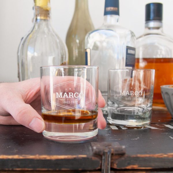 Hét perfecte Cadeau -  Whiskey glas graveren – 4 stuks