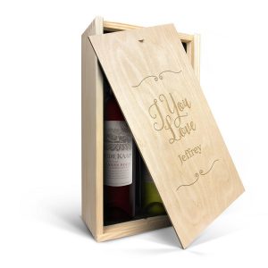 Hét perfecte Cadeau -  Wijnpakket in gegraveerde kist – Oude Kaap – Wit en rood