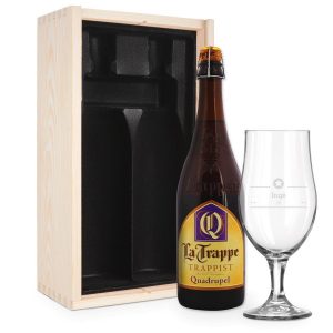 Hét perfecte Cadeau -  Bierpakket met gegraveerd glas – La Trappe Quadrupel