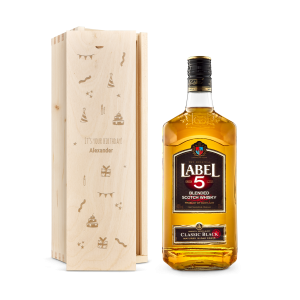 Hét perfecte Cadeau -  Whisky in gegraveerde kist – Label 5