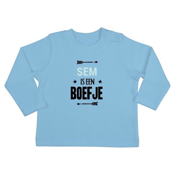 Hét perfecte Cadeau -  Baby shirt bedrukken – Lange mouw – Babyblauw – 50/56