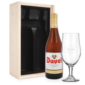 Hét perfecte Cadeau -  Bierpakket met gegraveerd glas – Duvel