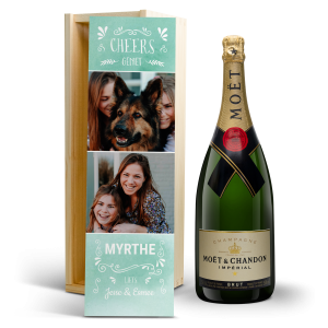 Hét perfecte Cadeau -  Champagne in bedrukte kist – Moët & Chandon (1500ml)