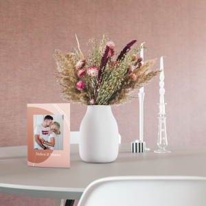 Hét perfecte Cadeau -  Droogbloemen boeket roze met gepersonaliseerde kaart