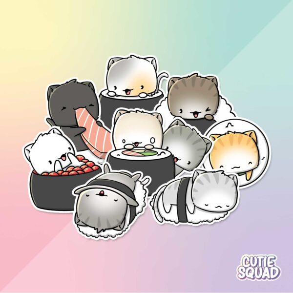 Bulck - Vind hét perfecte cadeau - CutieSquad Stickerset - Sushi Cats