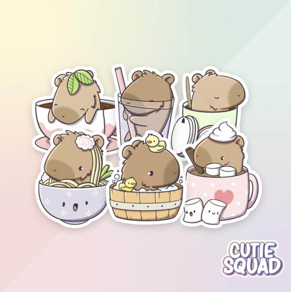 Bulck - Vind hét perfecte cadeau - CutieSquad Stickerset - Capybara Bathing