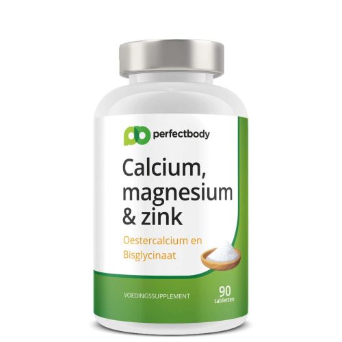 Calcium Magnesium Zink tabletten - Sterke botten & spieren - Energieleverend metabolisme - Goed opneembaar - 90 tabletten PerfectBody