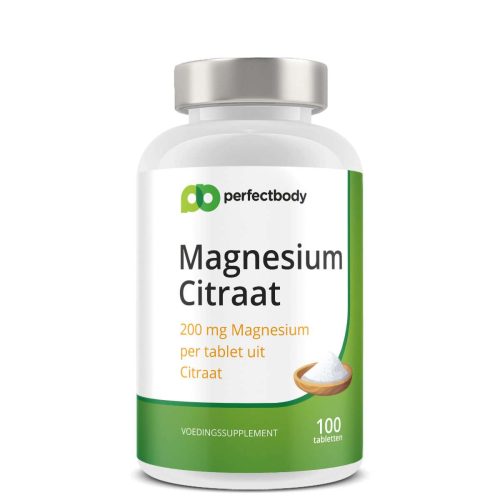 Magnesium Citraat tabletten - 200mg per tablet - Goed opneembare vorm - Vermindert vermoeidheid & ondersteunt spieren - 100 tabletten PerfectBody