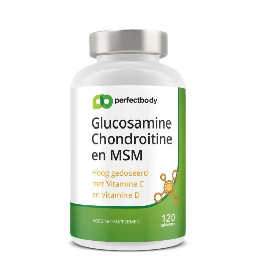 Glucosamine Chondroitine MSM tabletten - Met vitamine C & D3 - Voor gewrichten & kraakbeen - 120 tabletten PerfectBody