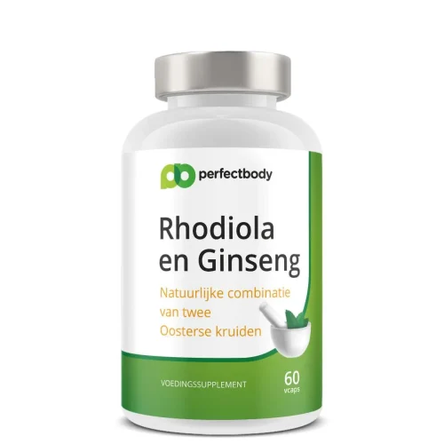 Rhodiola rosea capsules - Met Siberische ginseng - Adaptogeen tegen stress & vermoeidheid - PerfectBody