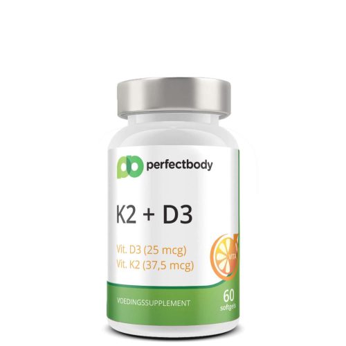 Vitamine K2 + D3 - Botgezondheid & weerstand - In olijfolie - 60 Softgels - PerfectBody